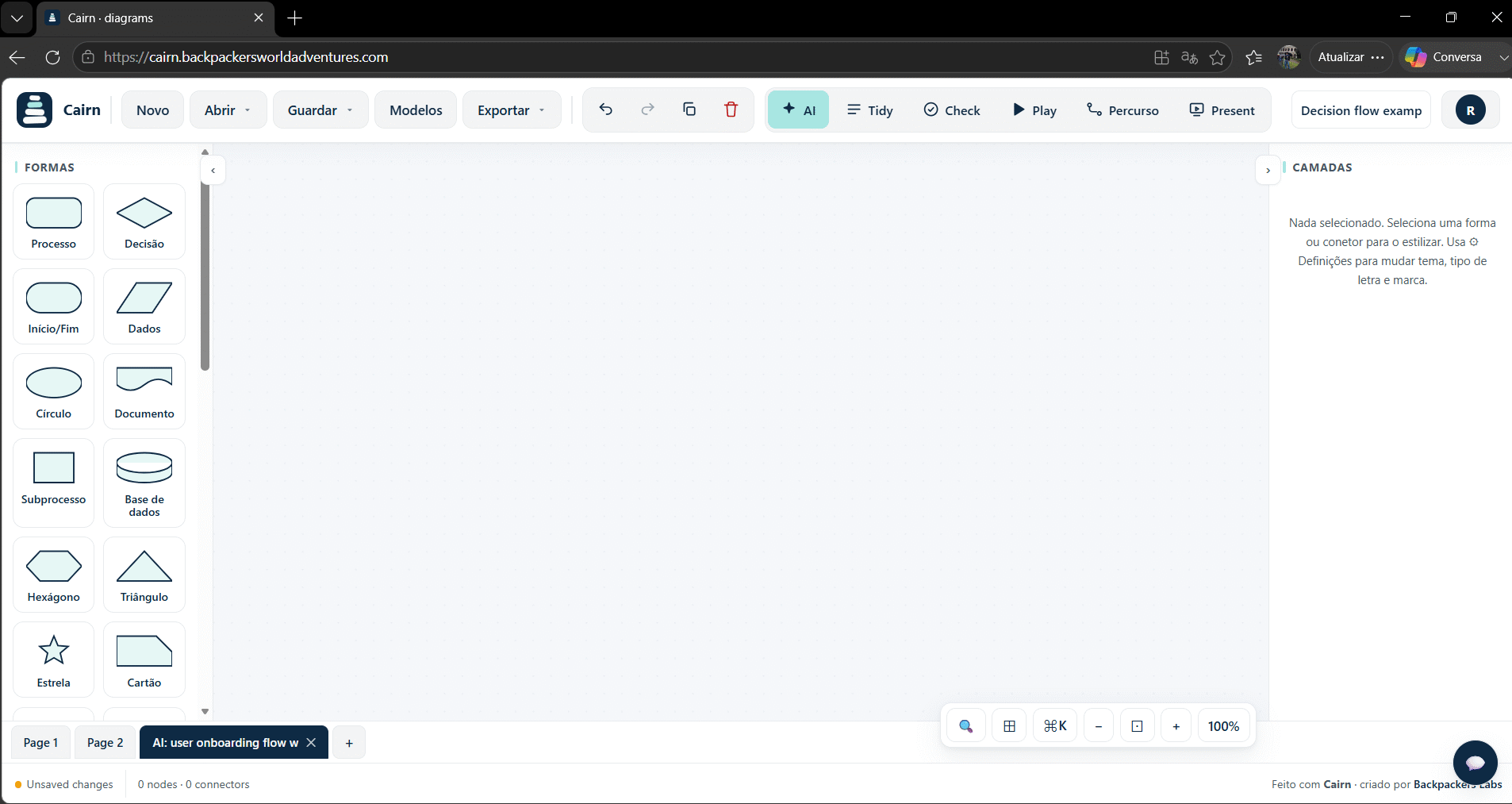 Cairn generating a diagram from a text prompt